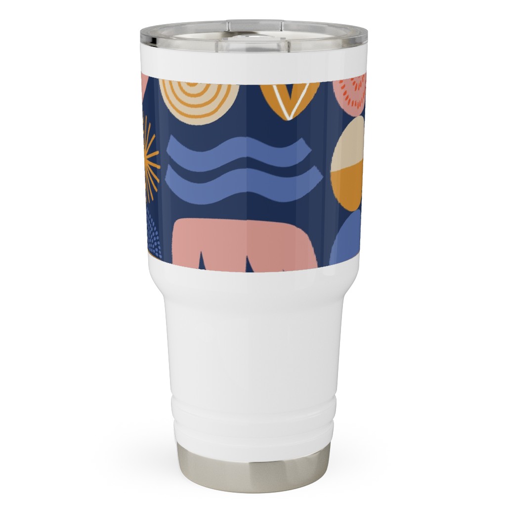 Colorful Geometry - Dark Travel Tumbler, 30oz, Multicolor