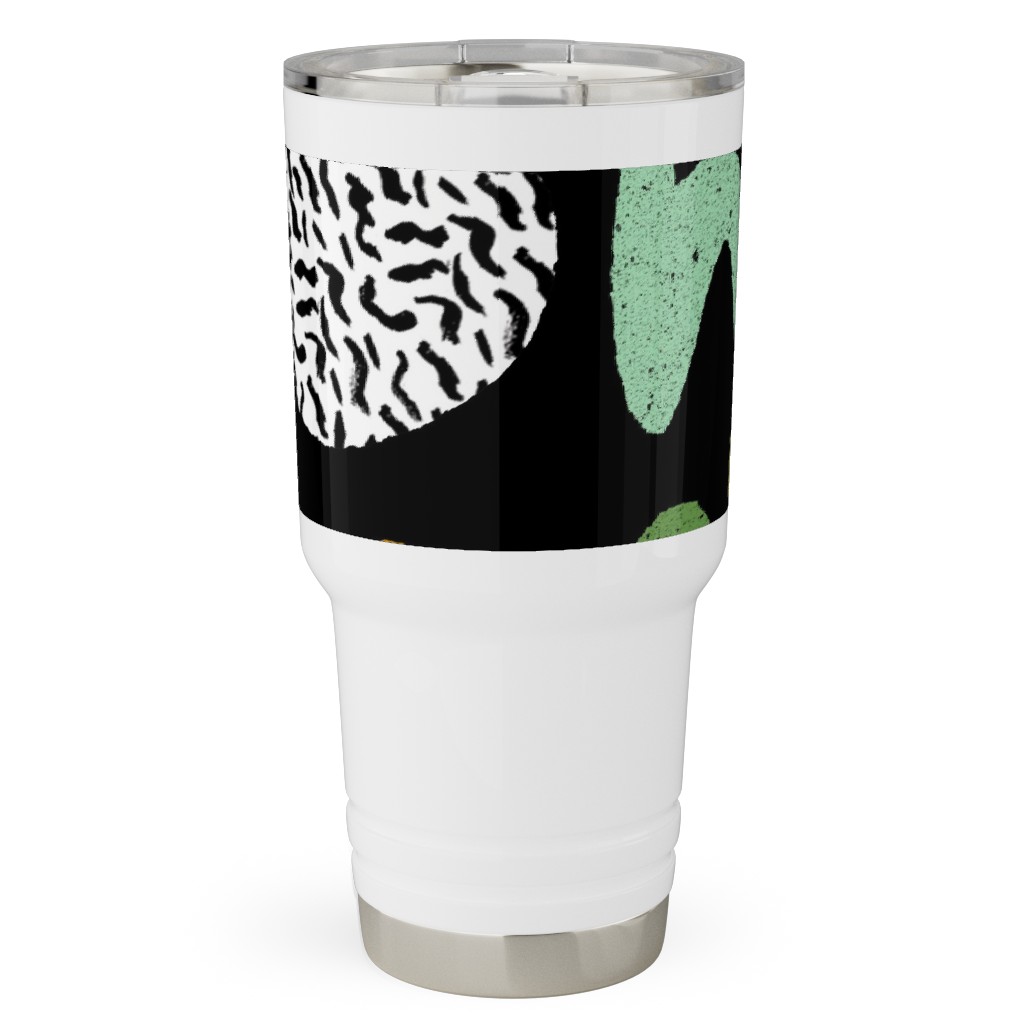 Happy Blocks Travel Tumbler, 30oz, Multicolor, Black