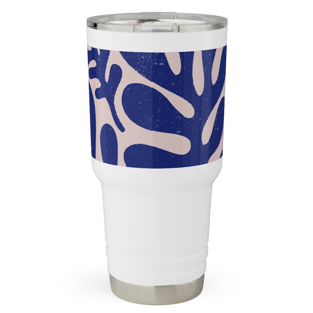 Organic Leaves - Blue Travel Tumbler, 30oz, Blue