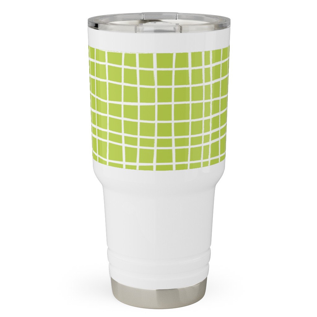 Wavy Grid Travel Tumbler, 30oz, Green, Lime