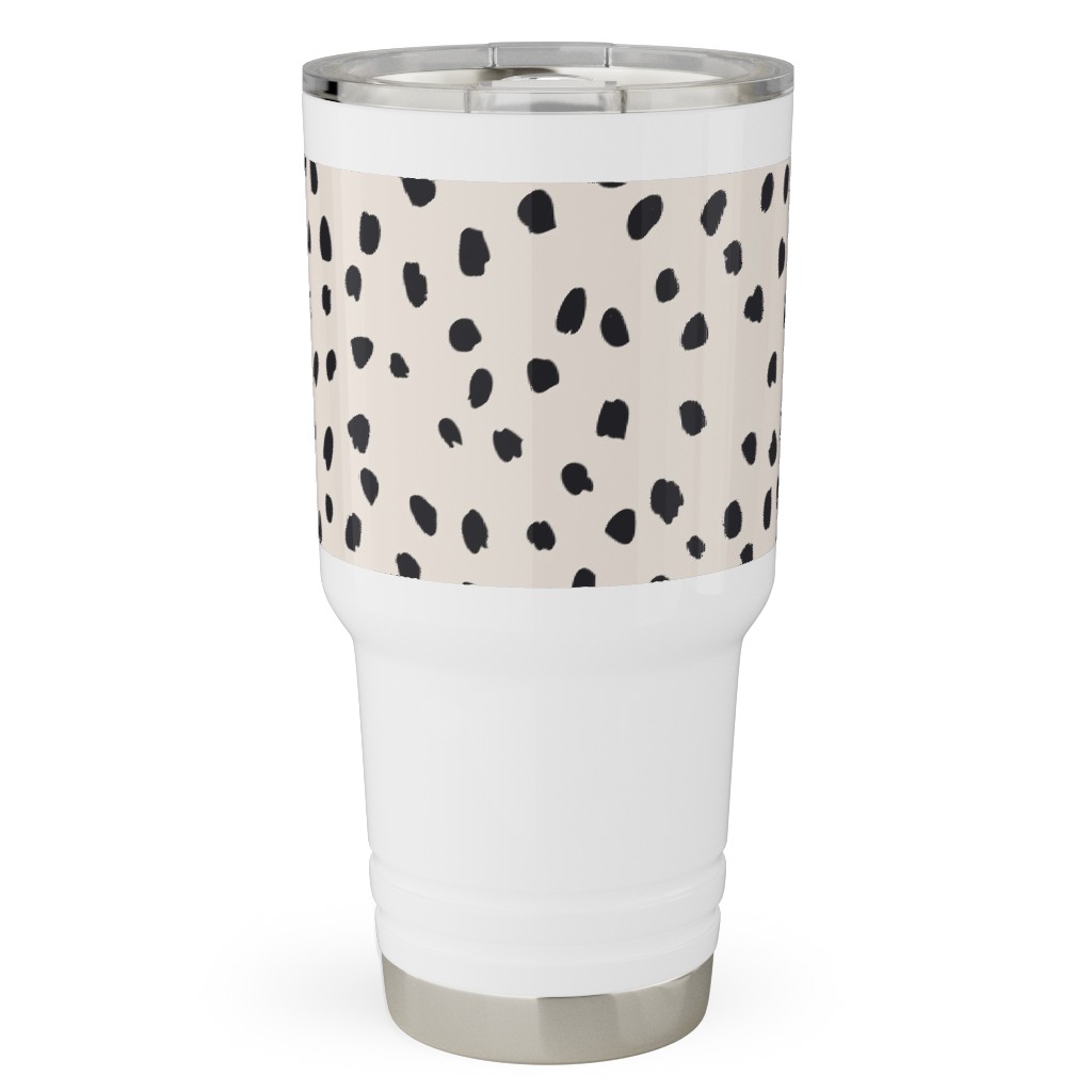Black Marks - Creamy Beige Travel Tumbler, 30oz, Beige