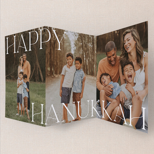 Chic Gallery Holiday Card, Green, Trifold, Hanukkah, Matte, Folded Smooth Cardstock, Forest