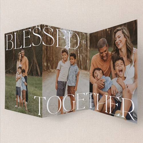 Chic Gallery Holiday Card, Green, Trifold, Religious, Pearl Shimmer Cardstock, Forest