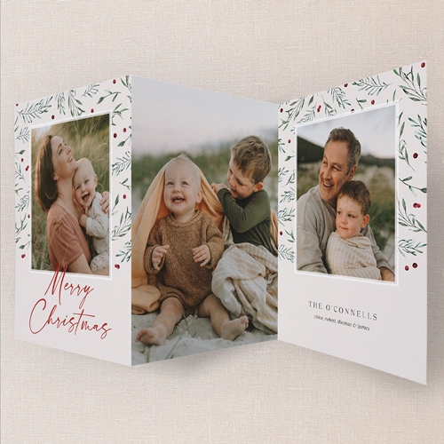 Botanical Textures Holiday Card, Beige, Trifold, Christmas, Matte, Folded Smooth Cardstock