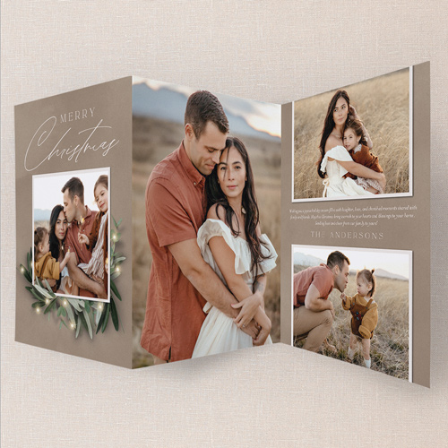 Serene Charm Holiday Card, Beige, Trifold, Christmas, Matte, Folded Smooth Cardstock, Rye