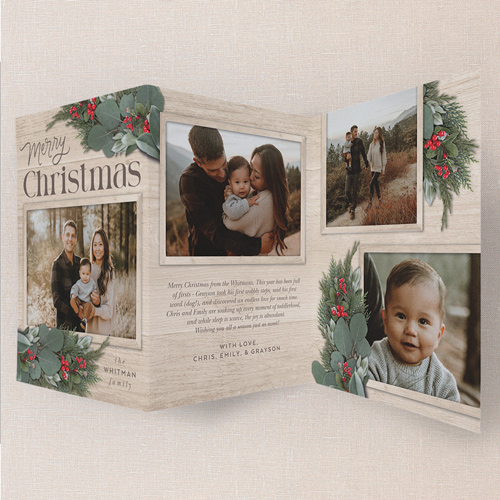 Woodside Wishes Holiday Card, Beige, Trifold, Christmas, Matte, Folded Smooth Cardstock, Beige