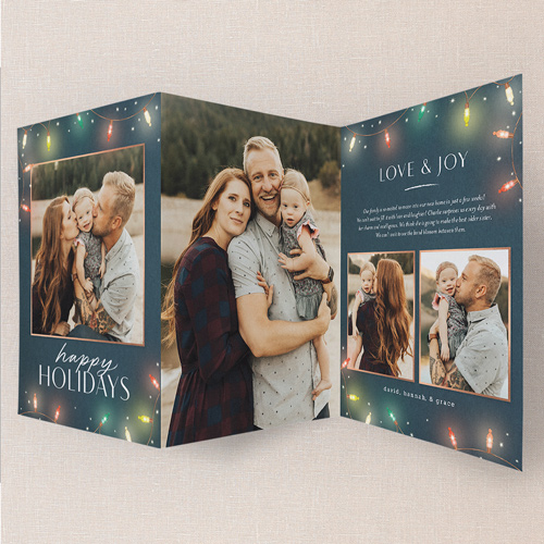 Luminous Gathering Holiday Card, Blue, Trifold, Holiday, Matte, Folded Smooth Cardstock, Slate Blue