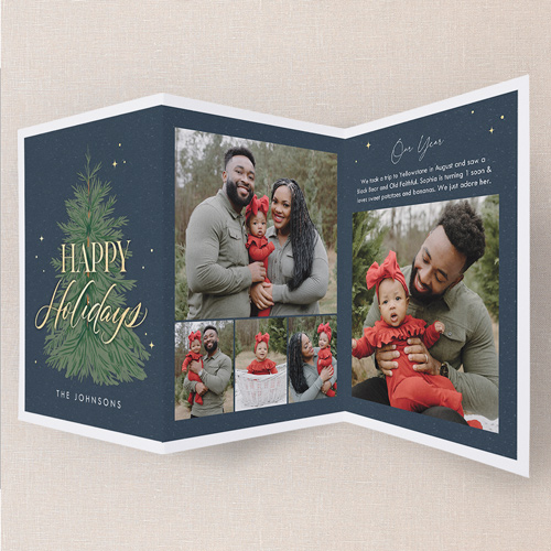 Golden Pine Greetings Holiday Card, Blue, Trifold, Holiday, Matte, Folded Smooth Cardstock, Nautical