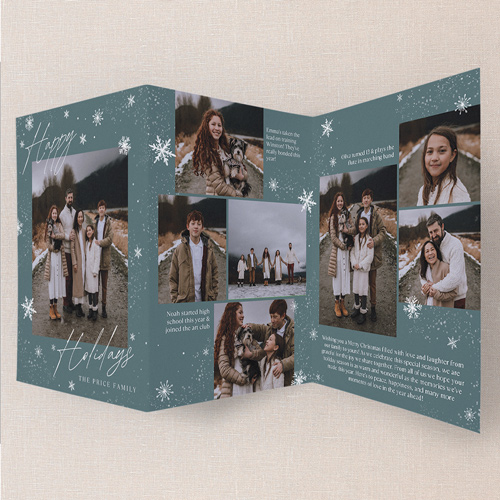 Snowy Storyline Holiday Card, Blue, Trifold, Holiday, Pearl Shimmer Cardstock, Wave