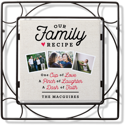 Family Recipe Trivet, Ceramic, Red