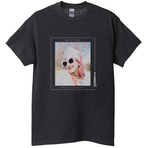 Tassel Grad T-shirt, Adult (S), Black, Customizable front & back, Black