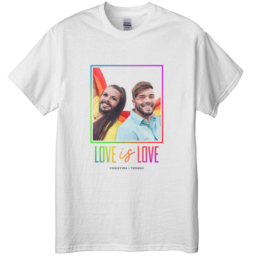 Love and Pride T-shirt, Adult (S), White, Customizable front, Black