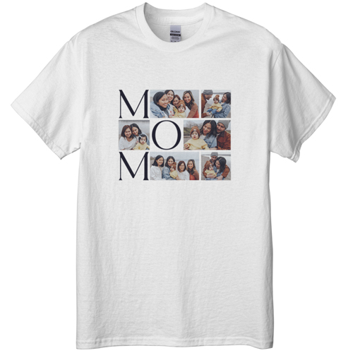 Mom's Collage T-shirt, Adult (S), White, Customizable front, Black