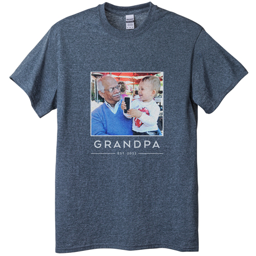 Grandpa Est T-shirt, Adult (S), Gray, Customizable front, Green