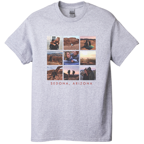 Gallery of Nine T-shirt, Adult (S), Gray, Customizable front, White, white