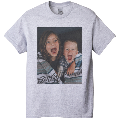 Photo Gallery Portrait T-shirt, Adult (S), Gray, Customizable front & back, White