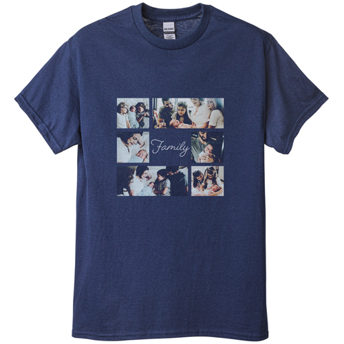 Gallery of Six Memories T-shirt, Adult (S), Navy, Customizable front & back, White