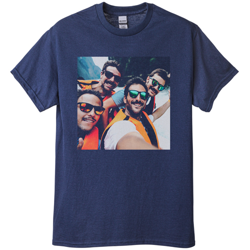 Photo Gallery Square T-shirt, Adult (S), Navy, Customizable front & back, White