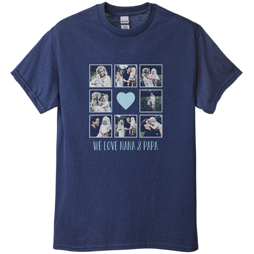 Heart Grid T-shirt, Adult (S), Navy, Customizable front & back, Blue