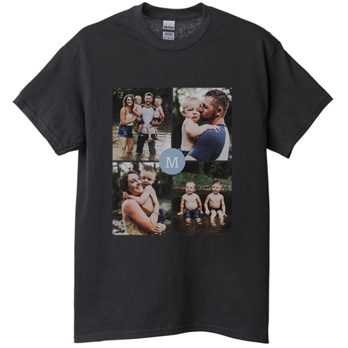 Gallery of Four Monogram T-shirt, Adult (M), Black, Customizable front, Blue, celeste