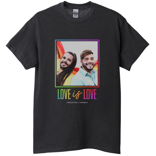 Love and Pride T-shirt, Adult (M), Black, Customizable front & back, Black