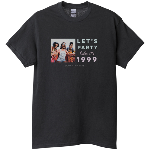 Party Gallery of One T-shirt, Adult (M), Black, Customizable front & back, White, white