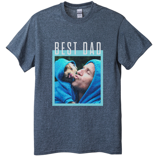 Best Dad Border T-shirt, Adult (M), Gray, Customizable front & back, Green, mint