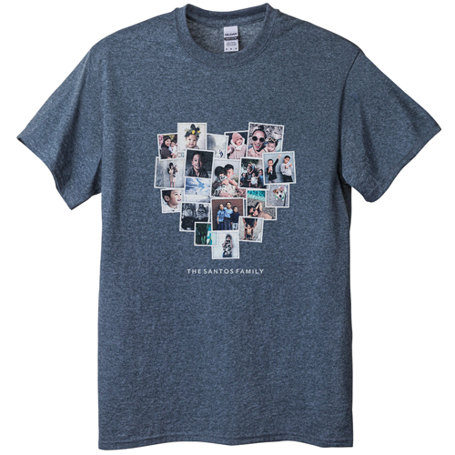 Tilted Heart Collage T-shirt, Adult (M), Gray, Customizable front, White, white