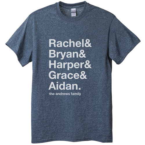 Family Names T-shirt, Adult (M), Gray, Customizable front & back, White, white