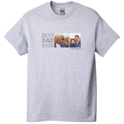 Dad is the Best T-shirt, Adult (M), Gray, Customizable front, Brown