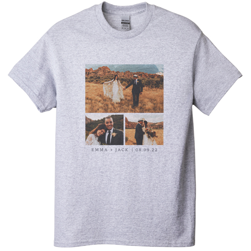 Gallery of Three T-shirt, Adult (M), Gray, Customizable front & back, White