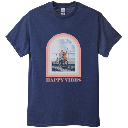 Boho Arch Border T-shirt, Adult (M), Navy, Customizable front & back, Pink, priscilla