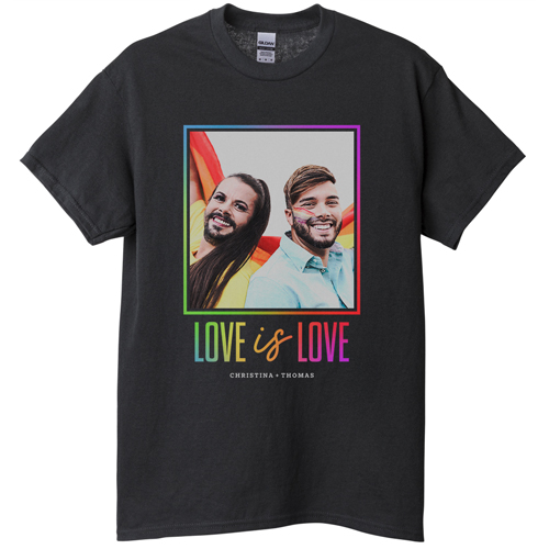 Love and Pride T-shirt, Adult (L), Black, Customizable front, Black