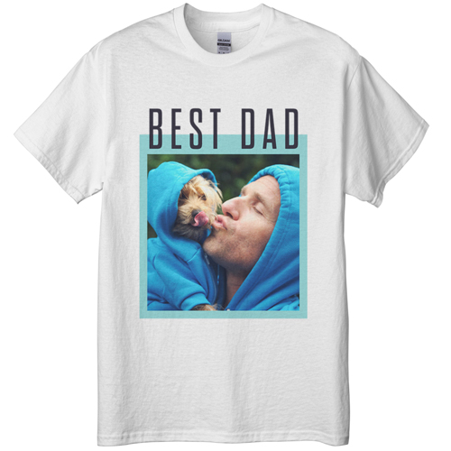 Best Dad Border T-shirt, Adult (L), White, Customizable front & back, Green, mint
