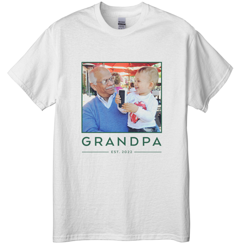 Grandpa Est T-shirt, Adult (L), White, Customizable front, Green, forest