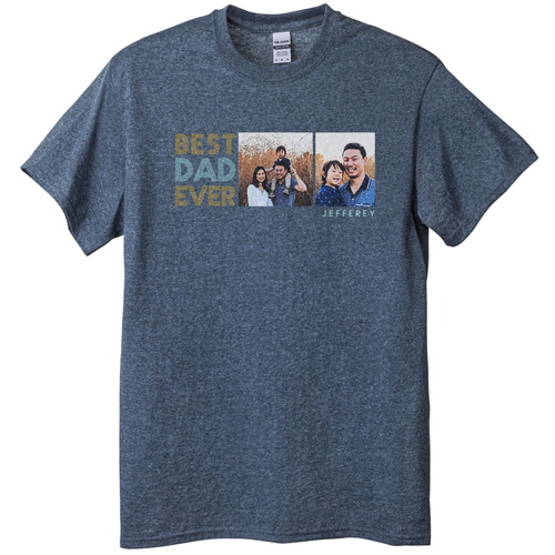 Dad is the Best T-shirt, Adult (L), Gray, Customizable front & back, Brown