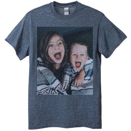 Photo Gallery Portrait T-shirt, Adult (L), Gray, Customizable front & back, White, white