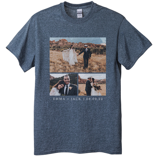 Gallery of Three T-shirt, Adult (L), Gray, Customizable front & back, White