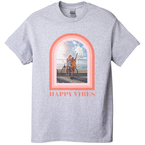 Boho Arch Border T-shirt, Adult (L), Gray, Customizable front, Pink, priscilla