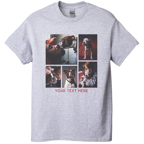 Gallery of Five T-shirt, Adult (L), Gray, Customizable front, White, white