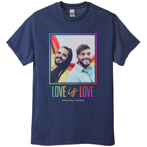 Love and Pride T-shirt, Adult (L), Navy, Customizable front & back, Black