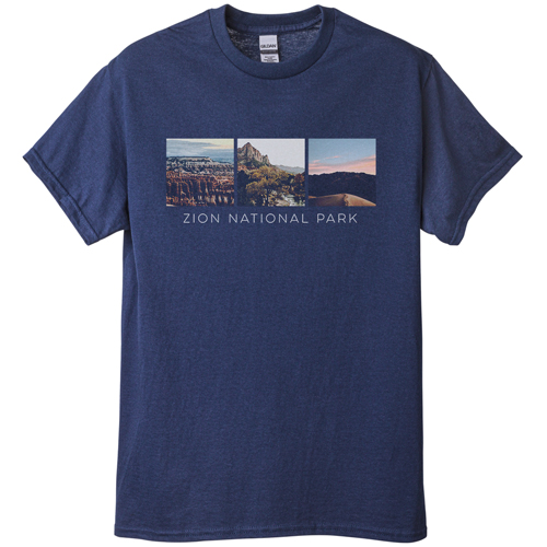 Gallery of Three Squares T-shirt, Adult (L), Navy, Customizable front & back, White, white