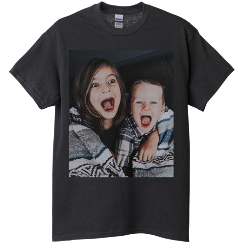 Photo Gallery Portrait T-shirt, Adult (XL), Black, Customizable front, White, white