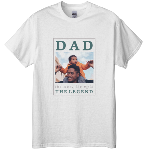 The Dad Legend T-shirt, Adult (XL), White, Customizable front & back, Gray