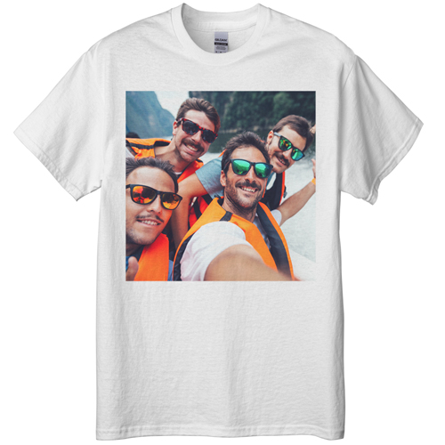 Photo Gallery Square T-shirt, Adult (XL), White, Customizable front & back, White