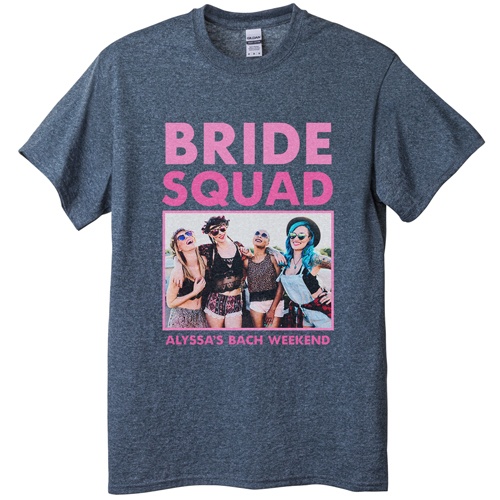Bachelorette Squad T-shirt, Adult (XL), Gray, Customizable front & back, Pink