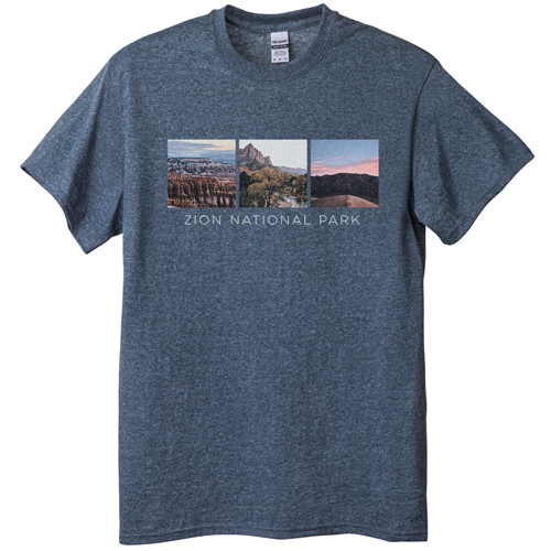Gallery of Three Squares T-shirt, Adult (XL), Gray, Customizable front, White