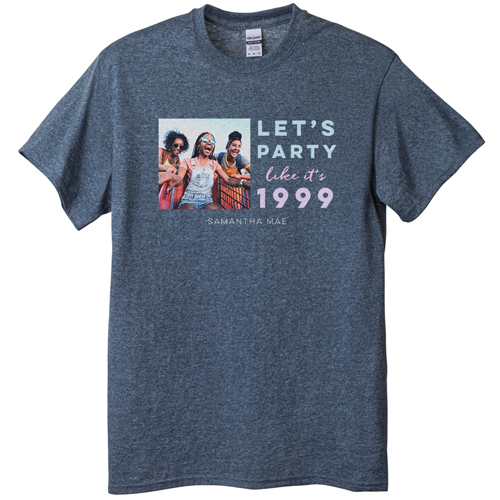 Party Gallery of One T-shirt, Adult (XL), Gray, Customizable front & back, White, white