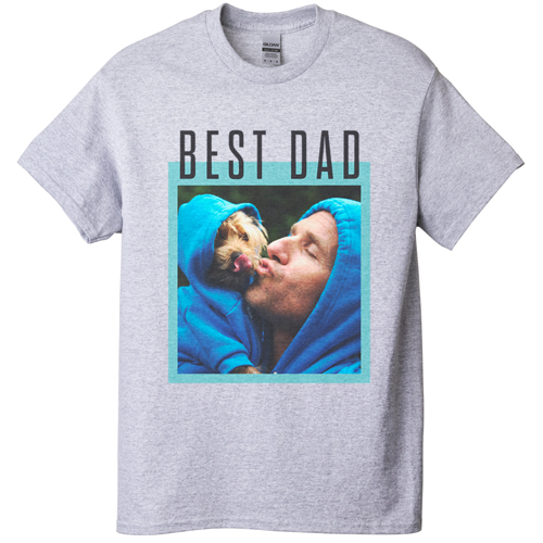 Best Dad Border T-shirt, Adult (XL), Gray, Customizable front & back, Green