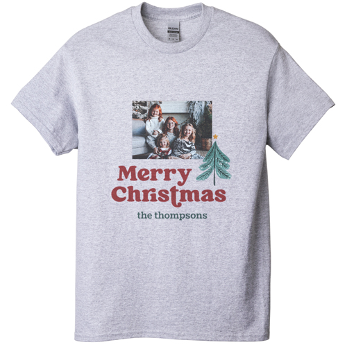 Family Christmas T-shirt, Adult (XL), Gray, Customizable front, Blue